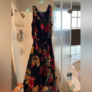 Floral, flowing dress, short to long